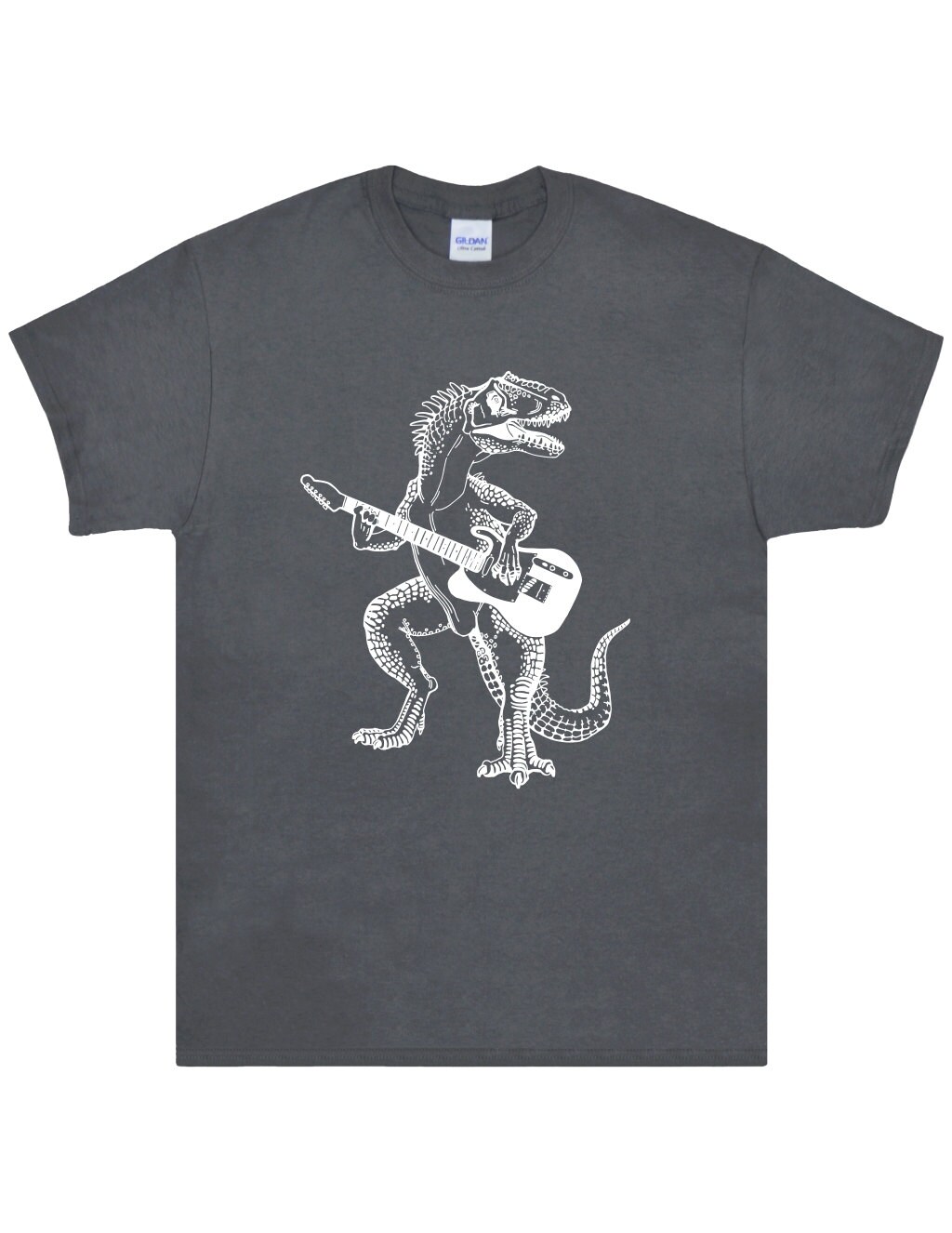 Guitar T Shirt Dinosaur Playing Guitar T Shirt Men S Gildan Ultra Cotton Tee