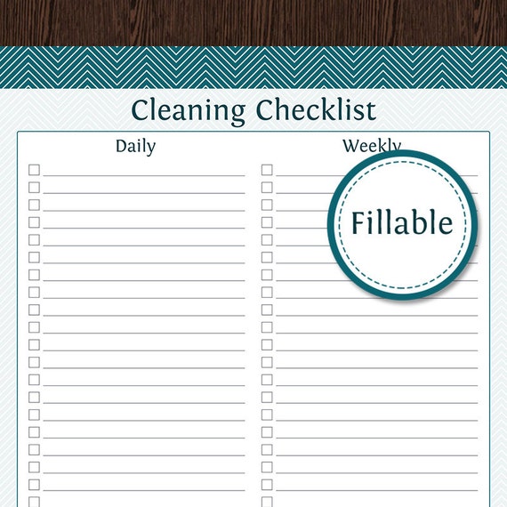 Cleaning Checklist Fillable Printable PDF Instant