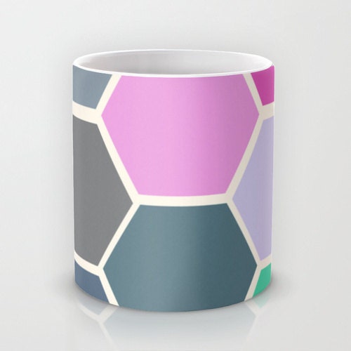 Colorful Hexagon Mug Coffee Mug Original Art Coffee Cup