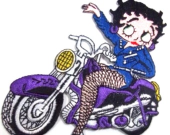 This Is A Betty Boop Biker Chick Motorcycle Bike Sew Iron Patch Embroidered Sexy Cartoon