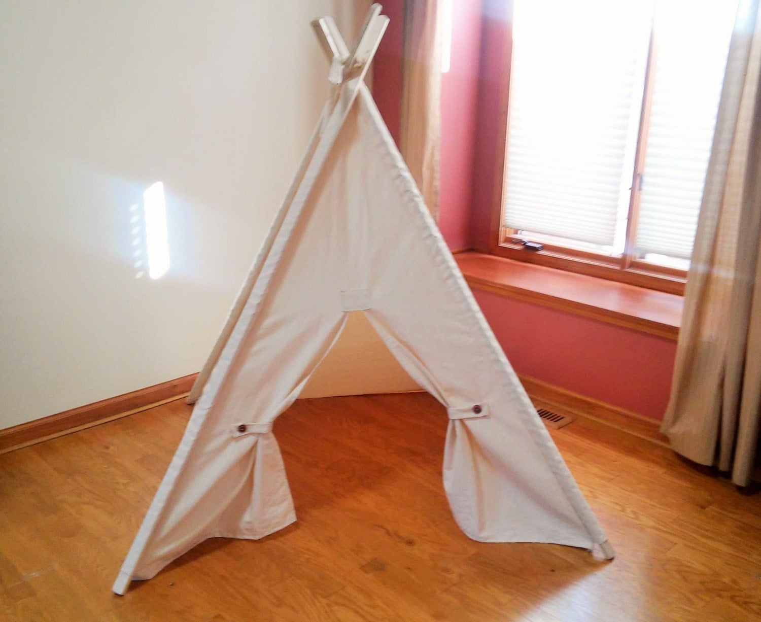 Natural Canvas Teepee Tent with Button Back ties. by Theteepeeguy