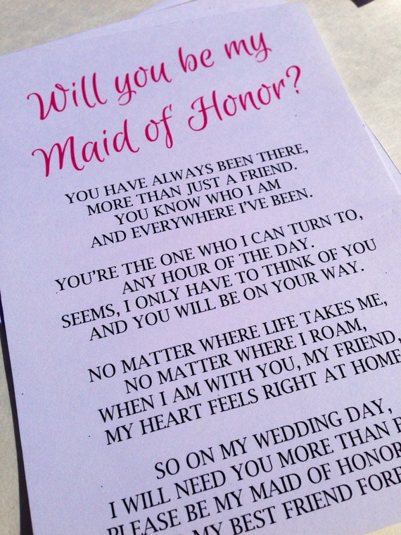 Will You Be My Maid of Honor Poem Wedding by PalmBeachPrints