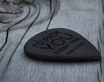 Personalized Guitar Pick, Solid Hardwood, Engraved, Father's Day, Music Lover's Gift
