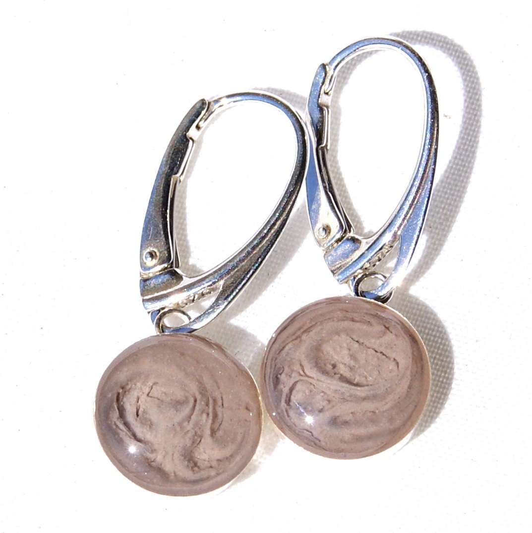 Cremation Earrings Ashes set in 10mm Sterling Silver