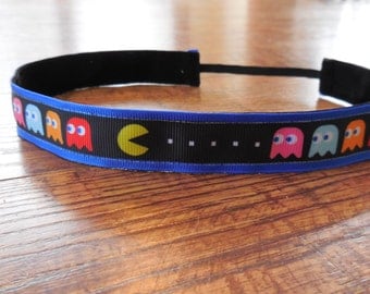 PacMan headband. Pac Man headband, non slip headband, running headband, sports headband, comic book, Pacman hair accessory, women's headband