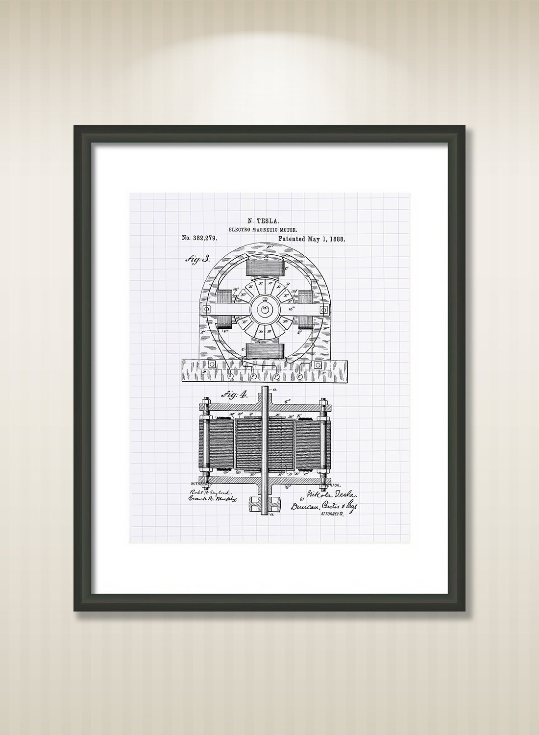 Nikola Tesla 1888 Patent Art Illustration Drawing by TawerArt