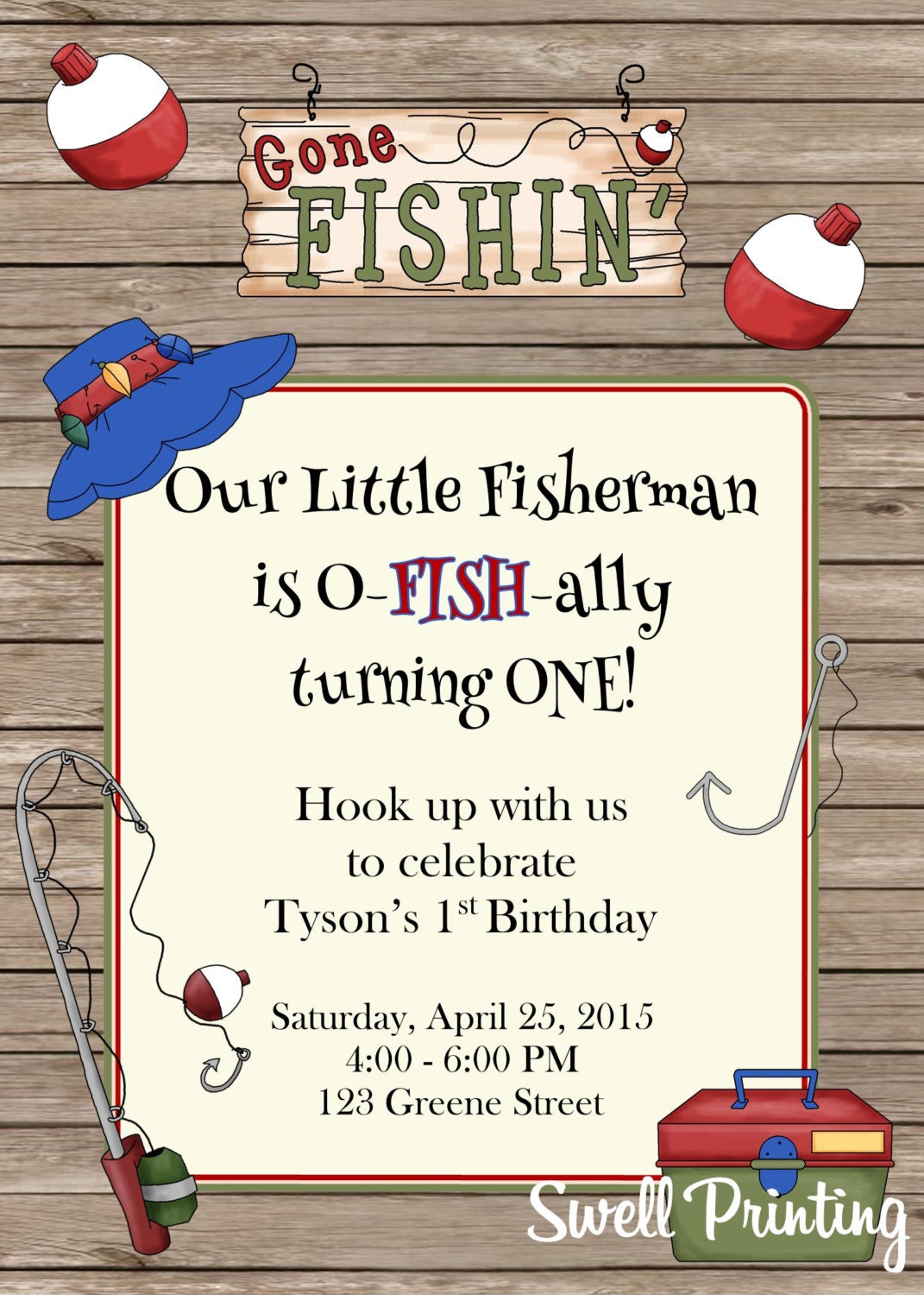 Fishing Invitation Gone Fishing Birthday Party Invitation