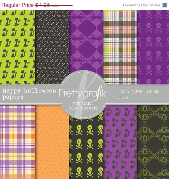 80% OFF SALE Halloween digital papers scrapbook set - PGPSPK553 Il_570xn