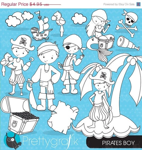 80% OFF SALE Pirate Boy clipart commercial use, vector graphics, digital clip art, digital images - CL647 Il_570xn