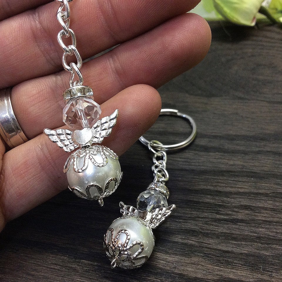 75 pcs Angel keychain baptism keychain pearl keychain angel