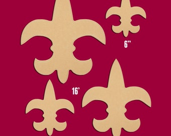Fleur De Lis Saint 6" 8" 12" 16" Unfinished DIY Wood Craft To Sell Ready to Paint Wood Wooden Stack Cutout