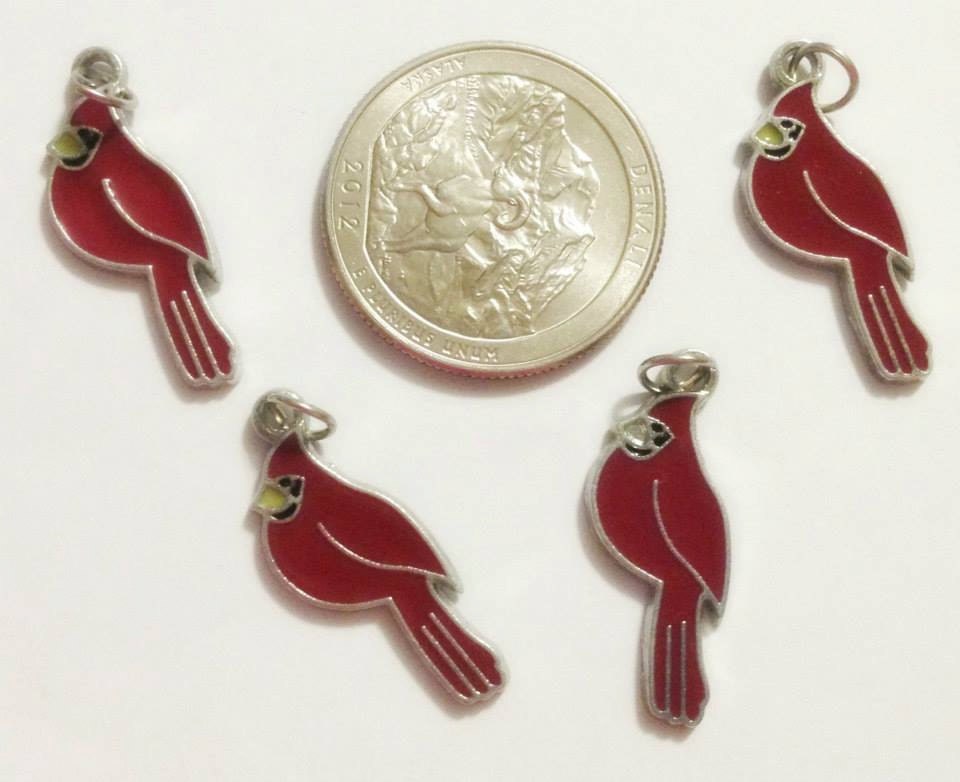1 Enamel Red Cardinal Charms Style 1