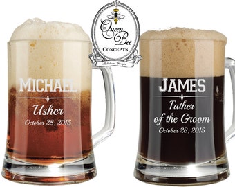 16 ounce Beer Mug-Groomsman Gift, Laser Engraved Mug, Wedding Gift, Personalized Beer Mug, Wedding Party Favor, Free Engraving