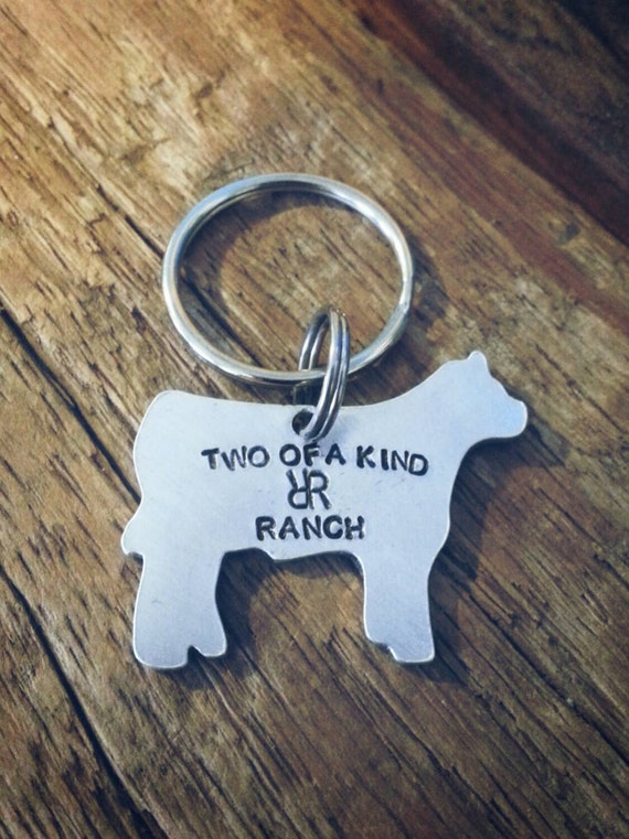 Farmer and rancher keychain gift for showing cattle farm