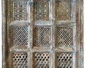 Antique Geometric Hand  carved Screen / Window / Wall Decor Idea // Classic bohemian Decor