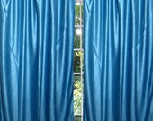 Blue Vintage Sari Curtain Drapes Panel Single-Bedroom Valance