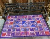 Purple Blue Tapestry India Wall Hanging Sari Patch Bedroom Decor Art-Free Shipping