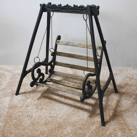 Vintage Wood and Iron Doll Porch Swing by MissIvyVintage on Etsy