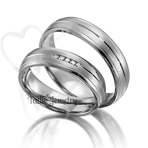 14K White Gold Matching Wedding RingsHis &amp; Hers Wedding