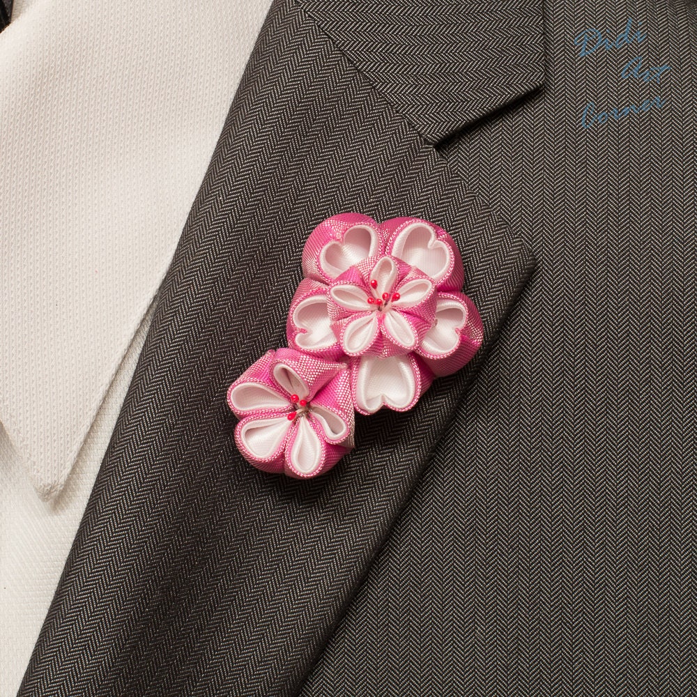 Flower Lapel Pin Light Pink and White Sakura Flower Lapel