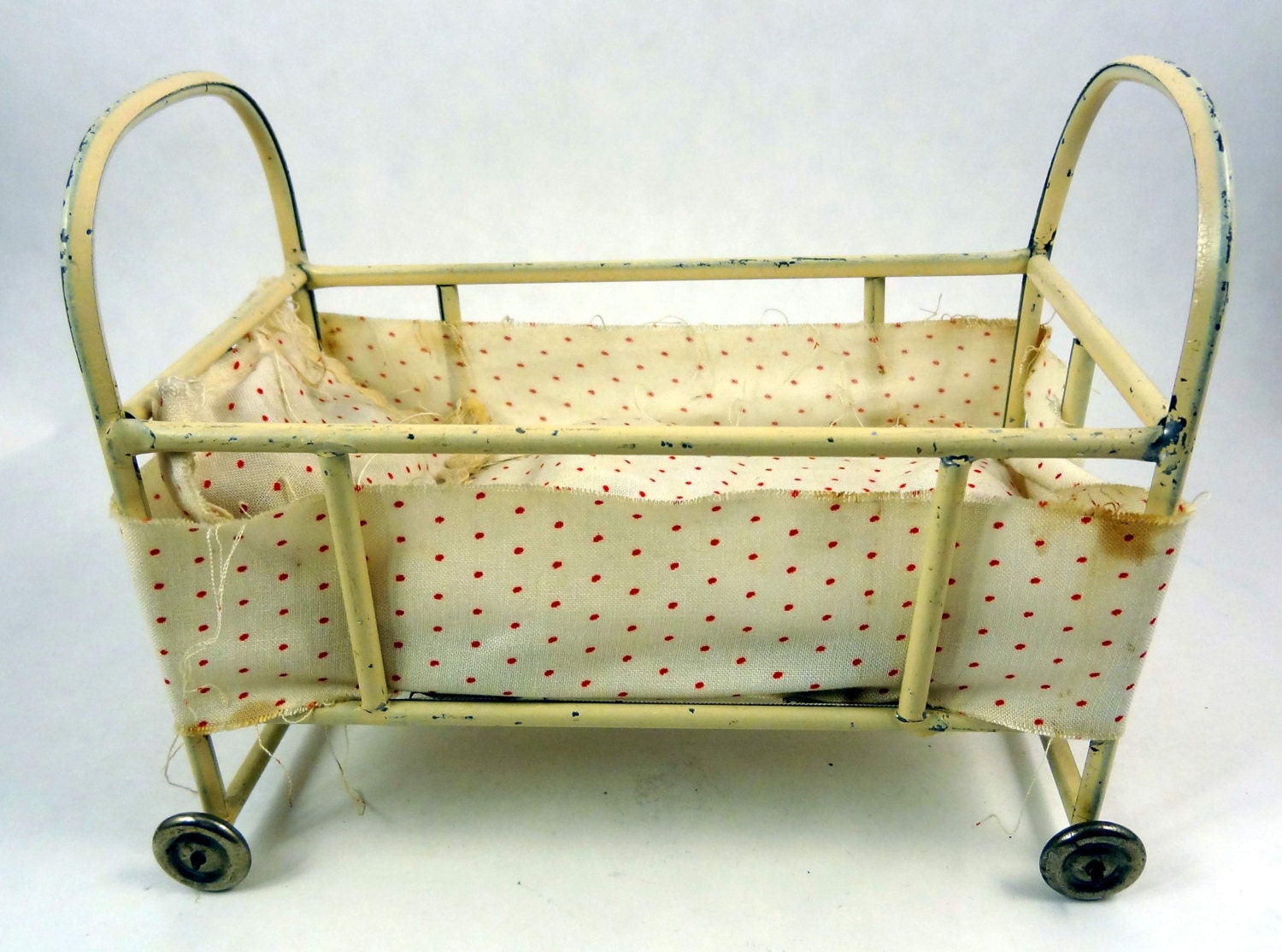 antique doll crib with wheels