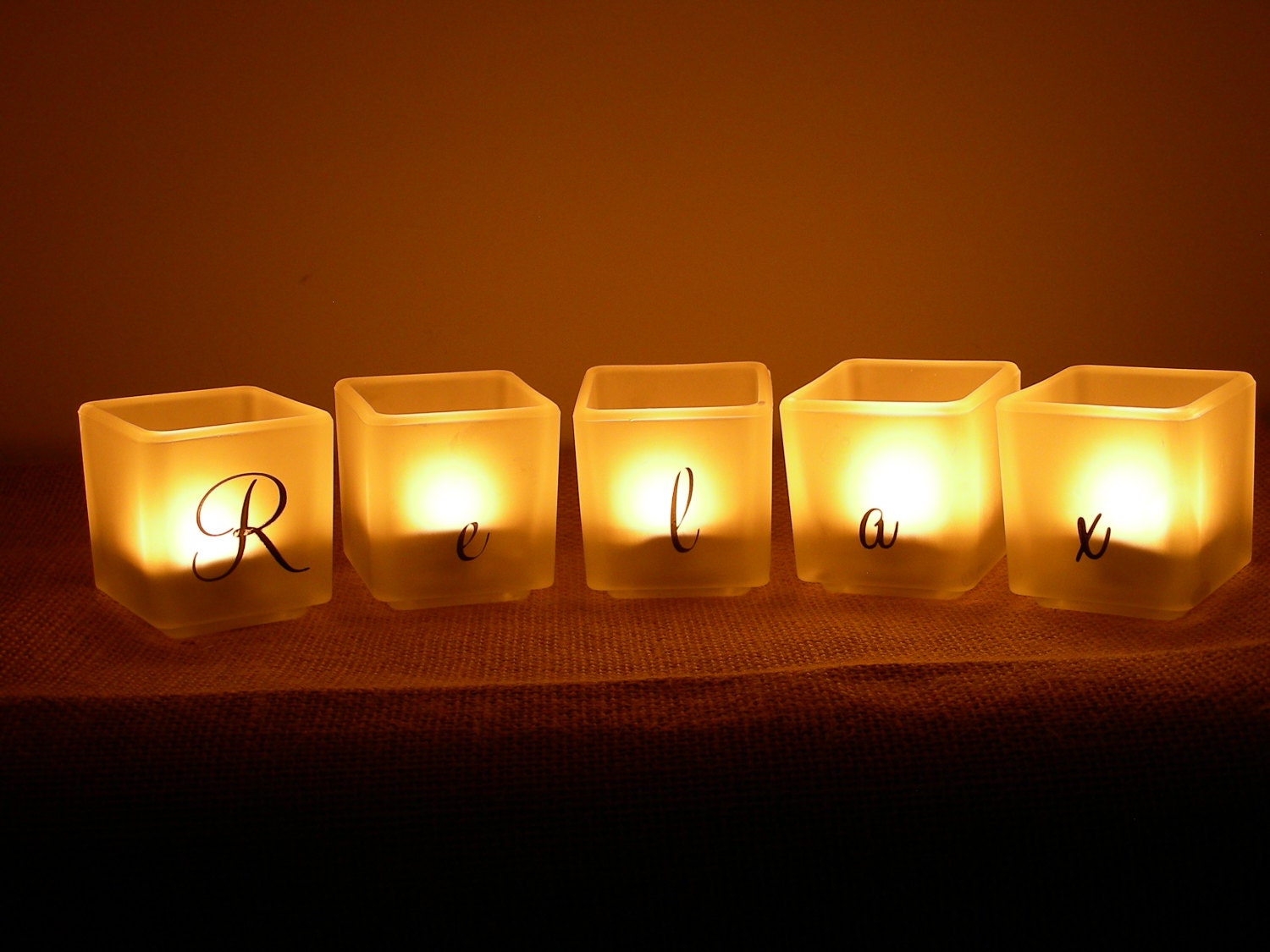 Relax Candle Holder Set Frosted Glass Spa Candles