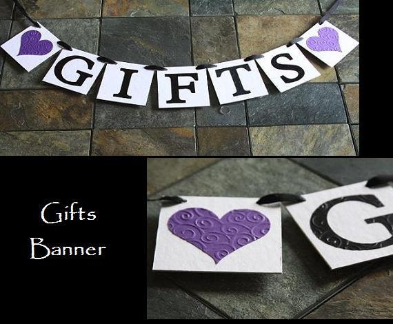  GIFTS Wedding Banner Embossed Lettering Gift Table