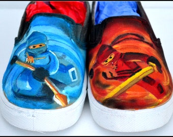 Ninja Shoes, Boys Shoes, Painted Shoes for Boys, Ninjas, Boys Ninja Shoes, Unique Gift For Boys, Boy Gift, Boys Shoes