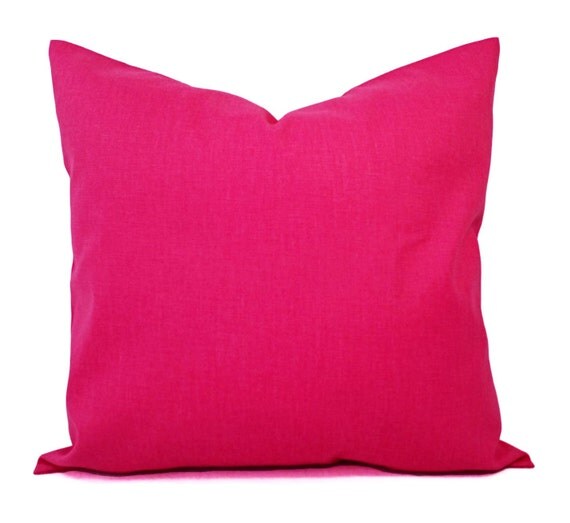 Two Solid Pink Pillow Covers Hot Pink Couch Pillow Covers