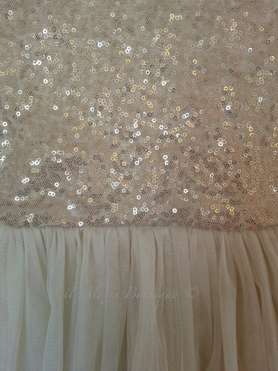 Off white gold sequin glitter tulle flower by LilAlexisBoutique