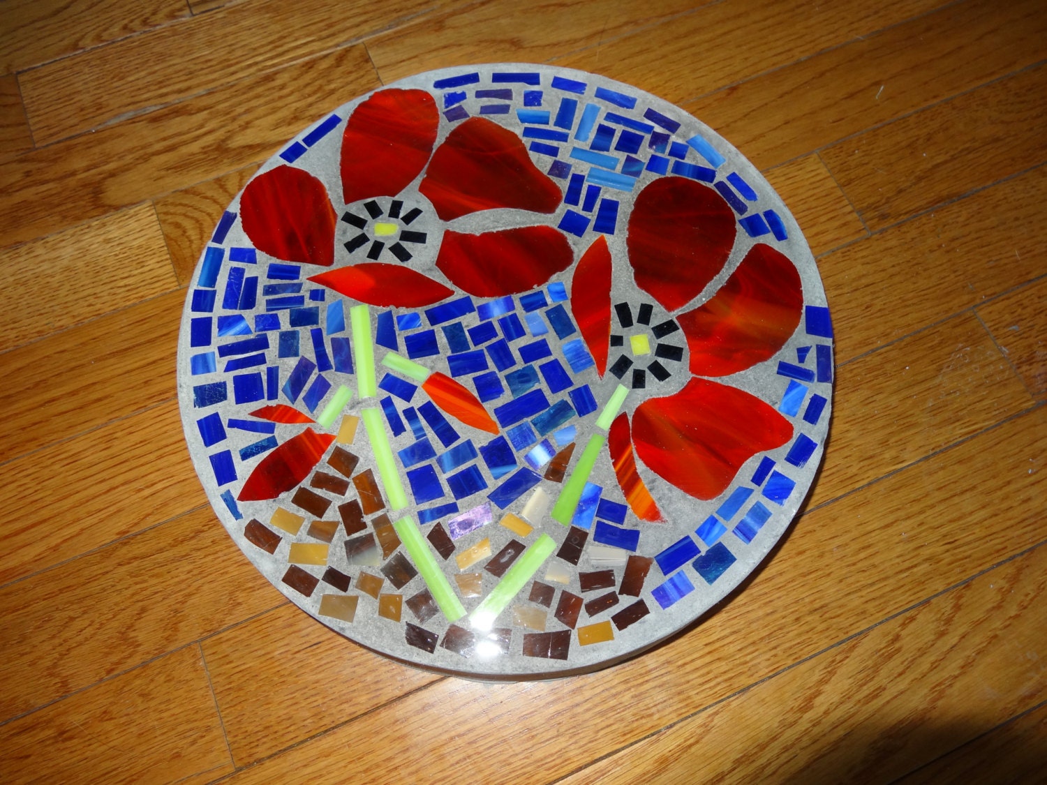 Poppies Stained Glass Stepping Stone