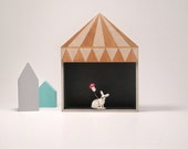 Kids room decor, circus box shelf, plywood childrens furniture, childrens  gift, golden, circus design