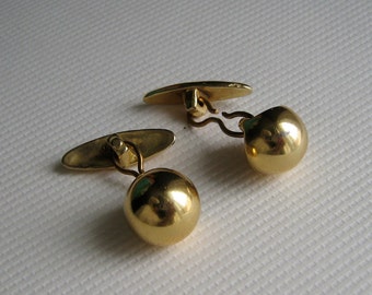 Elegant Mad Men Era Minimalist Goldtone Ball Cufflinks