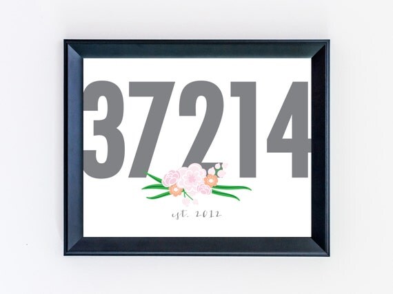Items similar to Custom Zip Code Print - Zip Code Art - Housewarming ...