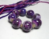 Lampwork. Glass bead handmade. Beads pink, purple, violet, lilac.