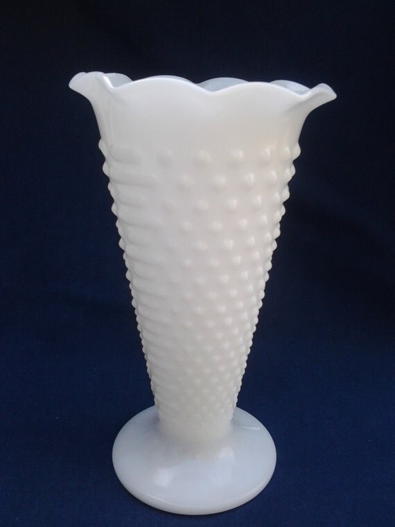 Vintage Fenton Vase Hobnail Milk Glass Container