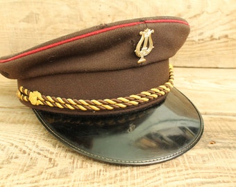 Vintage Army Cap, Military orcestra Hat Cap Military Hat Cap