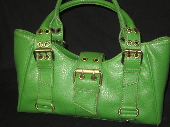 Designer Tommy Hilfiger Green Faux Leather Handbag/Faux