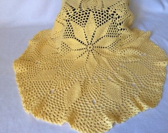 Lacey Round Baby Blanket, Sunny Yellow, Crochet Baby Blanket - READY TO SHIP
