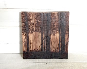 Wood Burned Forest Scene