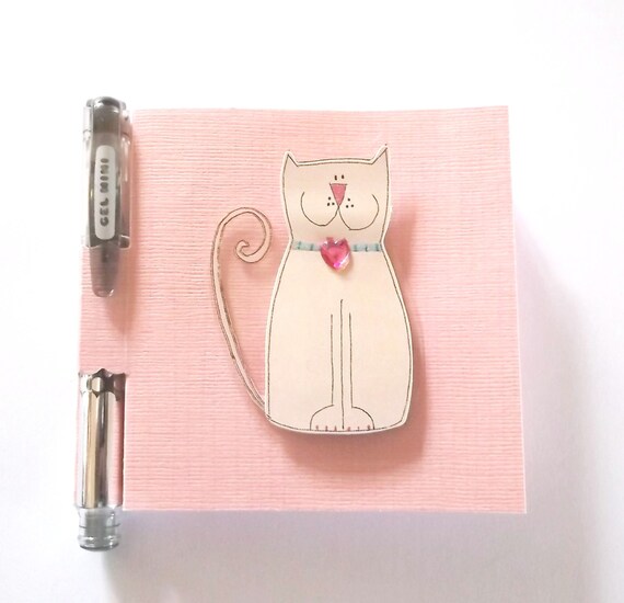 Cat Post Its Note Holder Post its Notepad Post by GiftsNThisNThat