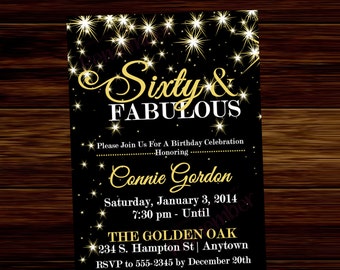 60th Birthday Invitation, Milestone Birthday Invitation (21st, 30th, 35th, 40th, 45th, 50th) - Digital File or Printed Invitations