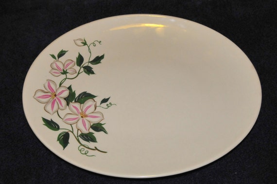 Vintage Edwin M. Knowles Oval Platter Lily White Pink Pattern, 52-12 No Chips, No Cracks,  12 and half x 10,