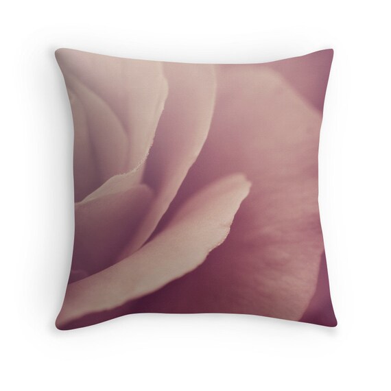 Dusty Rose Pink Flower Pillow Decorative Throw by InLightImagery