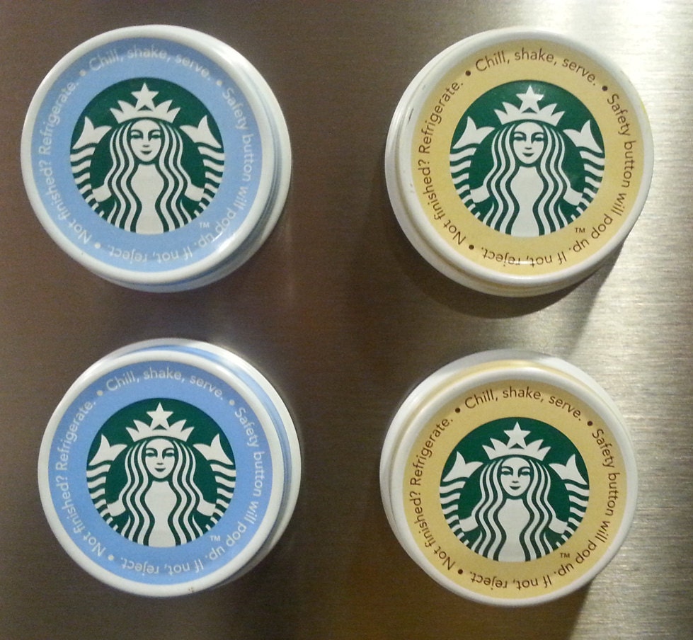 Starbucks bottle cap lids Recycled into fridge by CandlesByOC