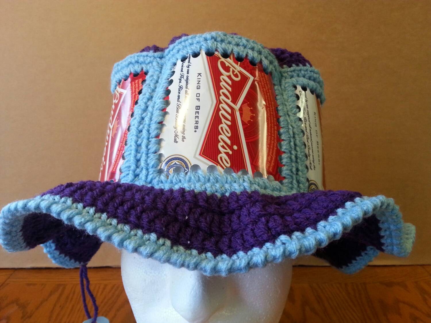 New Crocheted CanHead Budweiser Beer Can Hat by KatsCoolCreations