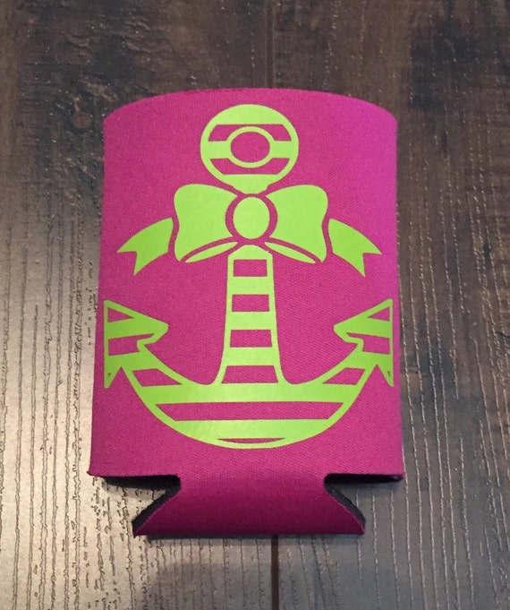 Personalized Can Koozie with Vinyl Design by GinnieMacs on Etsy