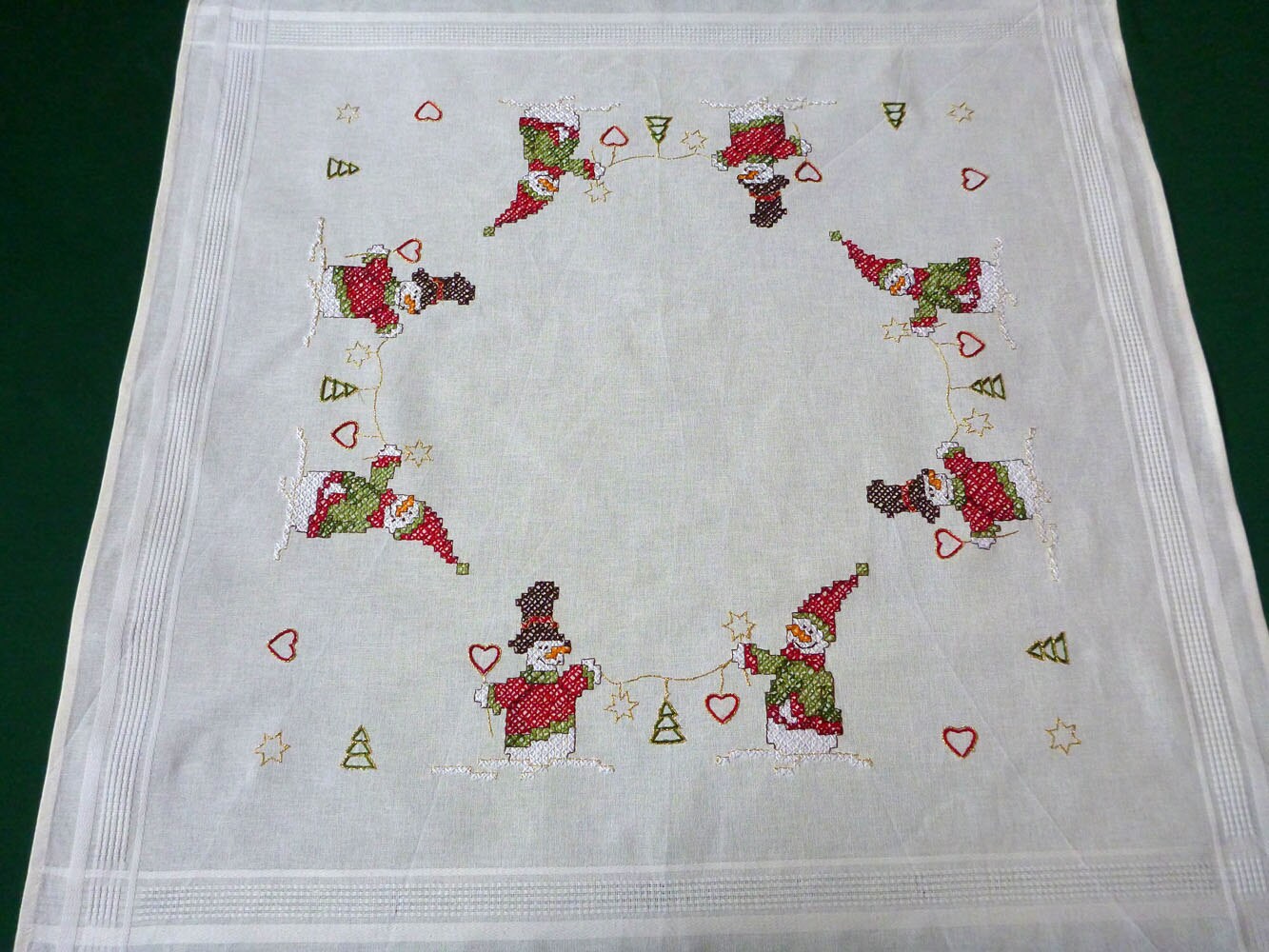 OUR EMBROIDERY New Christmas white square tablecloth Santa