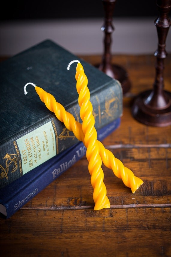 7 Beeswax Spiral Taper Candles