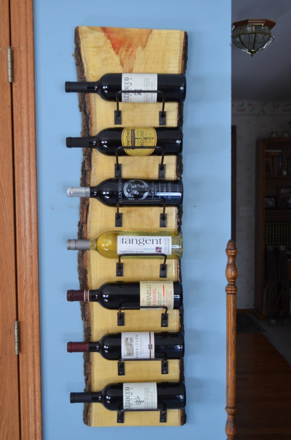 Items similar to 7bottle Natural wood with live edge wine rack on Etsy